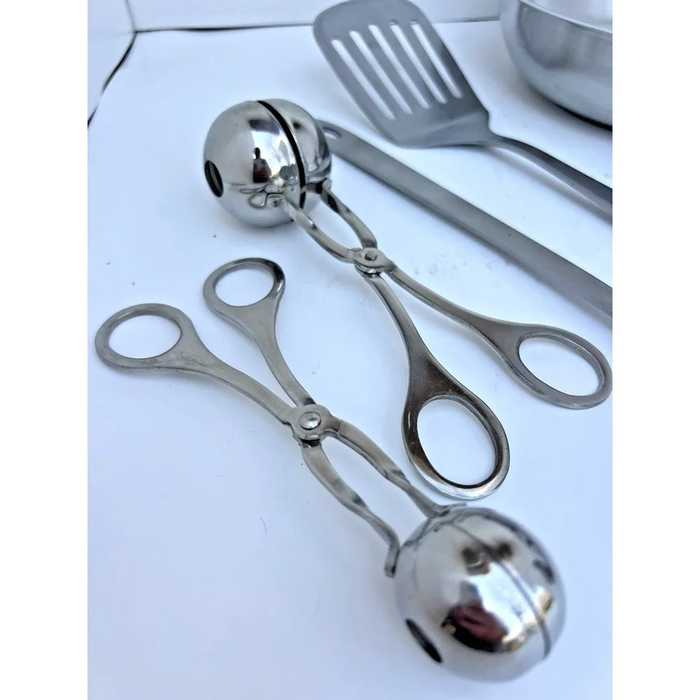 Stainless Steel Kitchen Utensil Bundle Skillet Ladle Spatula Gravy Boat Scoops